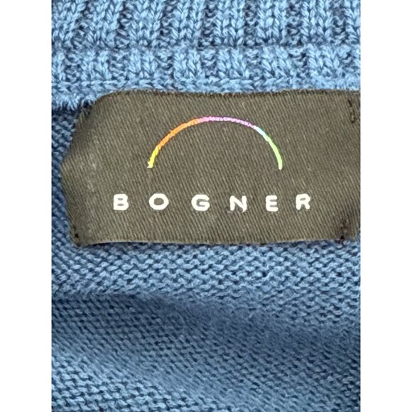 Bogner Blue Wool Blend Half-Zip Sweater M Made In Hong Kong - Picture 5 of 7